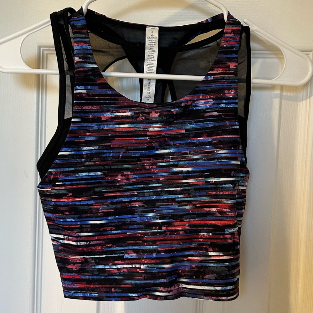 Lululemon tank top, size 2, color red blue green black